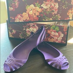 Gucci Marbella Rubber Jelly Flats Purple-S…
